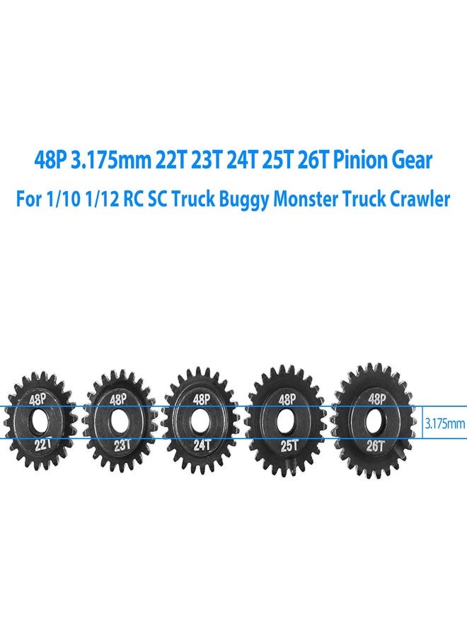 AIMROCK 5-Pack 48P RC Motor Pinion Gears Set: 22T 23T 24T 25T 26T Upgrade Parts for 1/10 RC Car 3.175mm Shaft Motor - Image 4